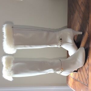 Cream classic heeled boots